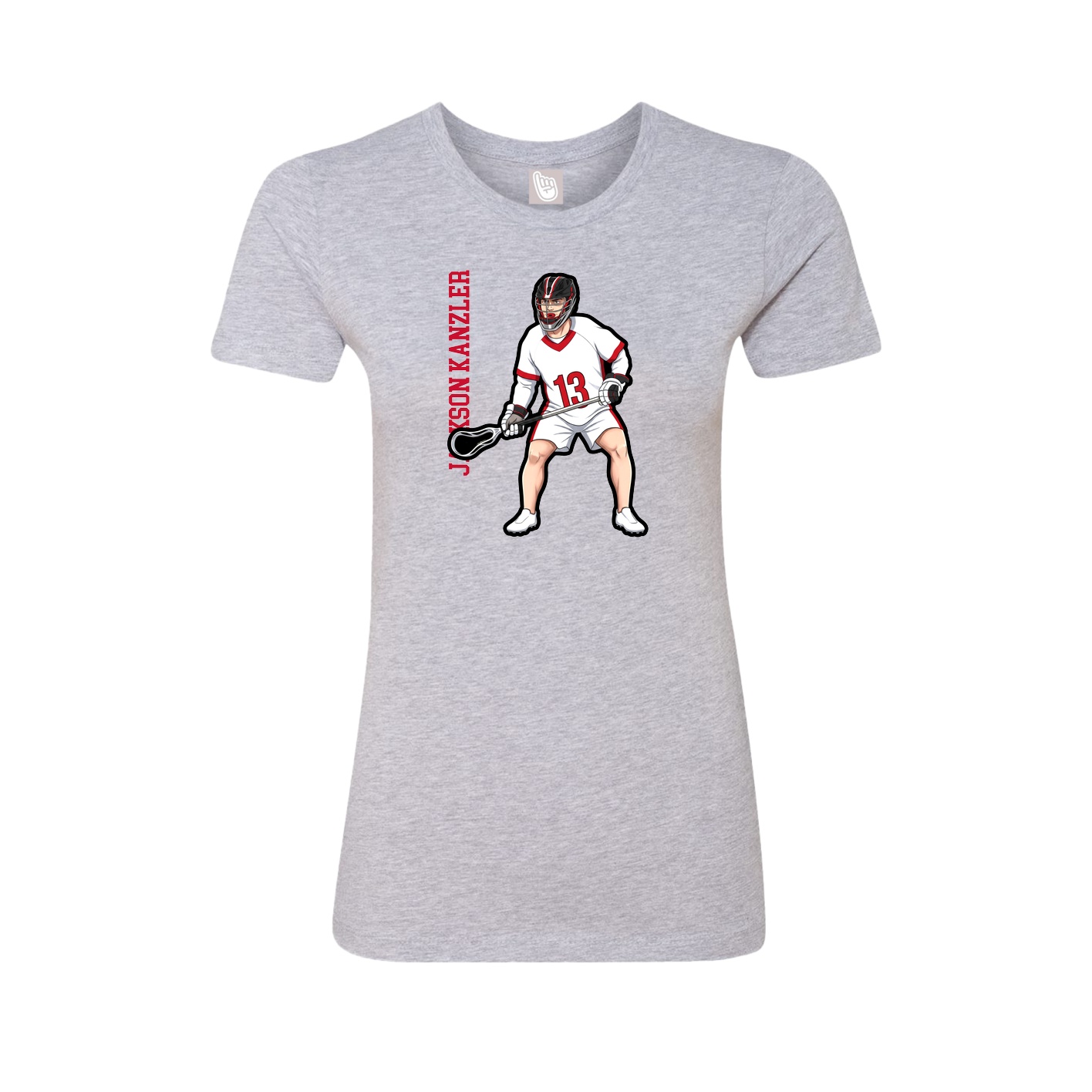 Fitted Women's Tee — Name Vertical in Grey