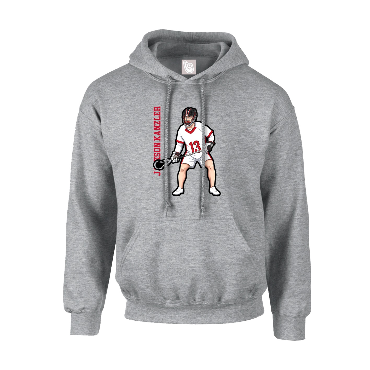 Hoodie — Name Vertical in Grey