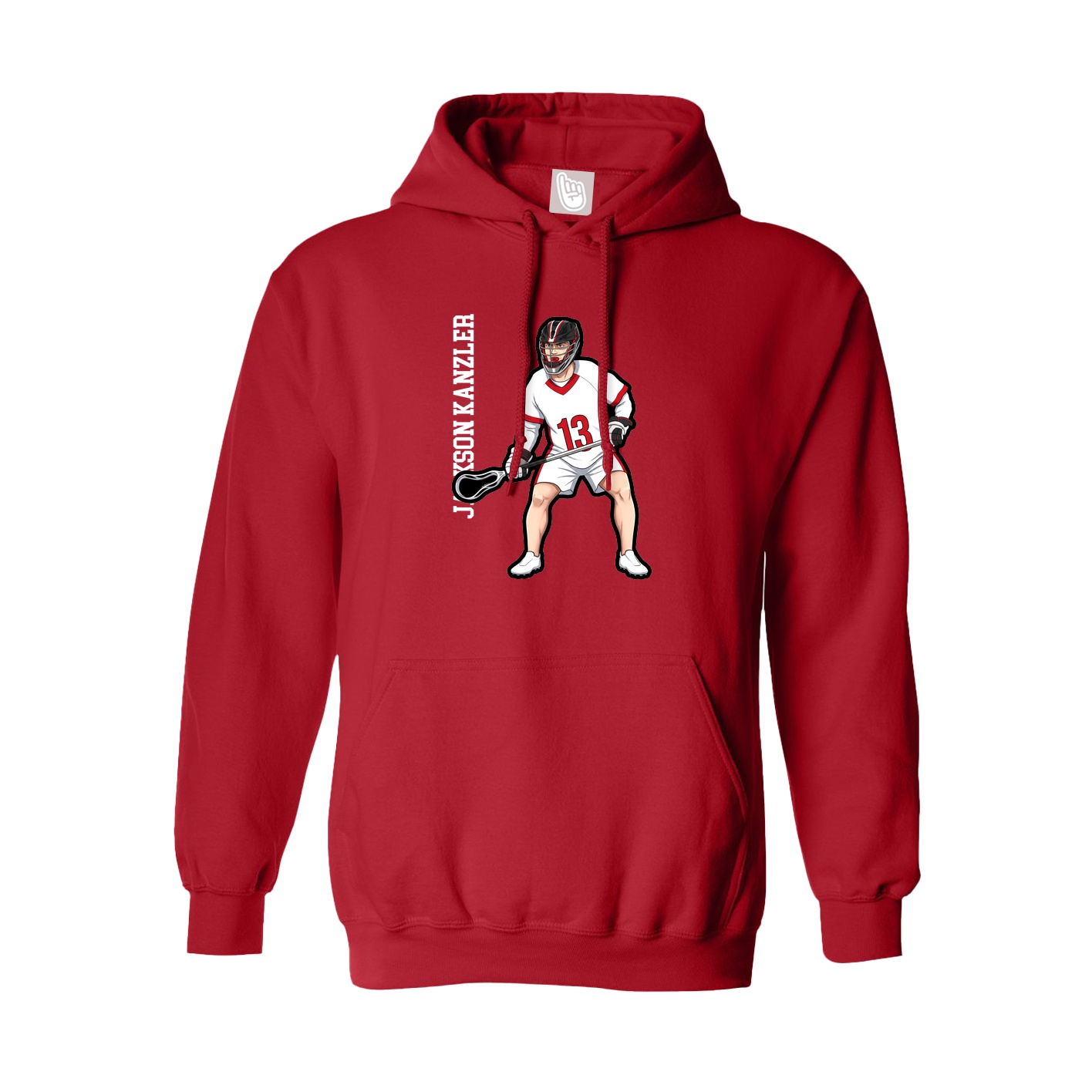 Youth Hoodie — Name Vertical in Red