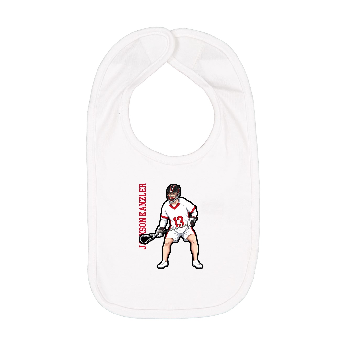 Infant Bib — Name Vertical in White