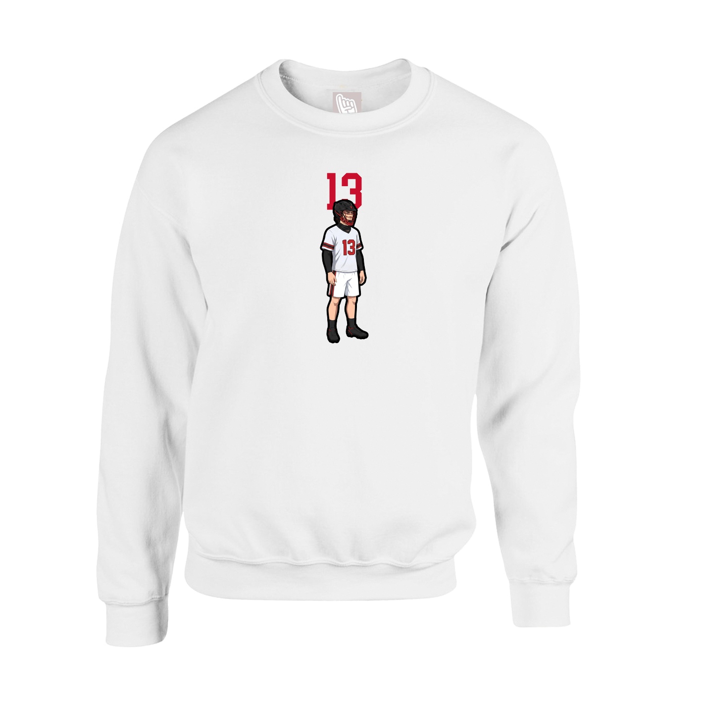 Fleece Crew — Number Top in White