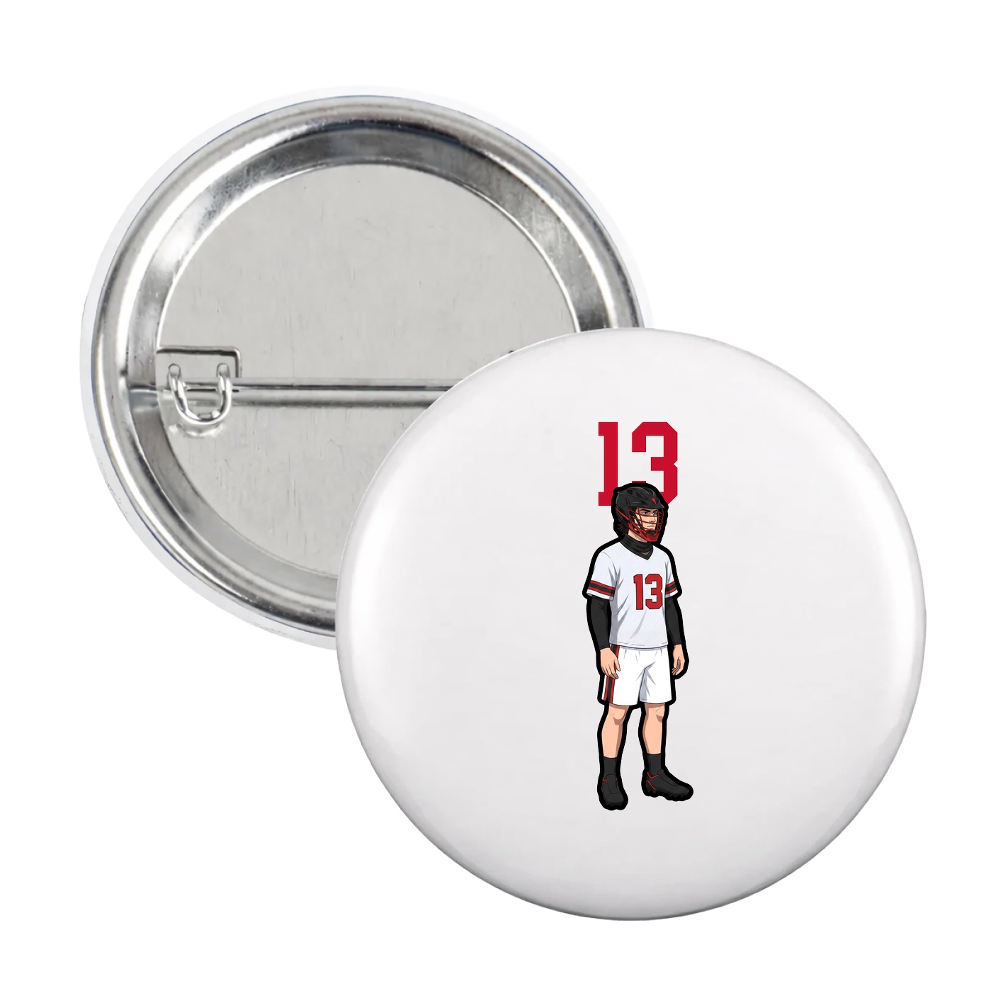 Game Day Button — Number Top in White