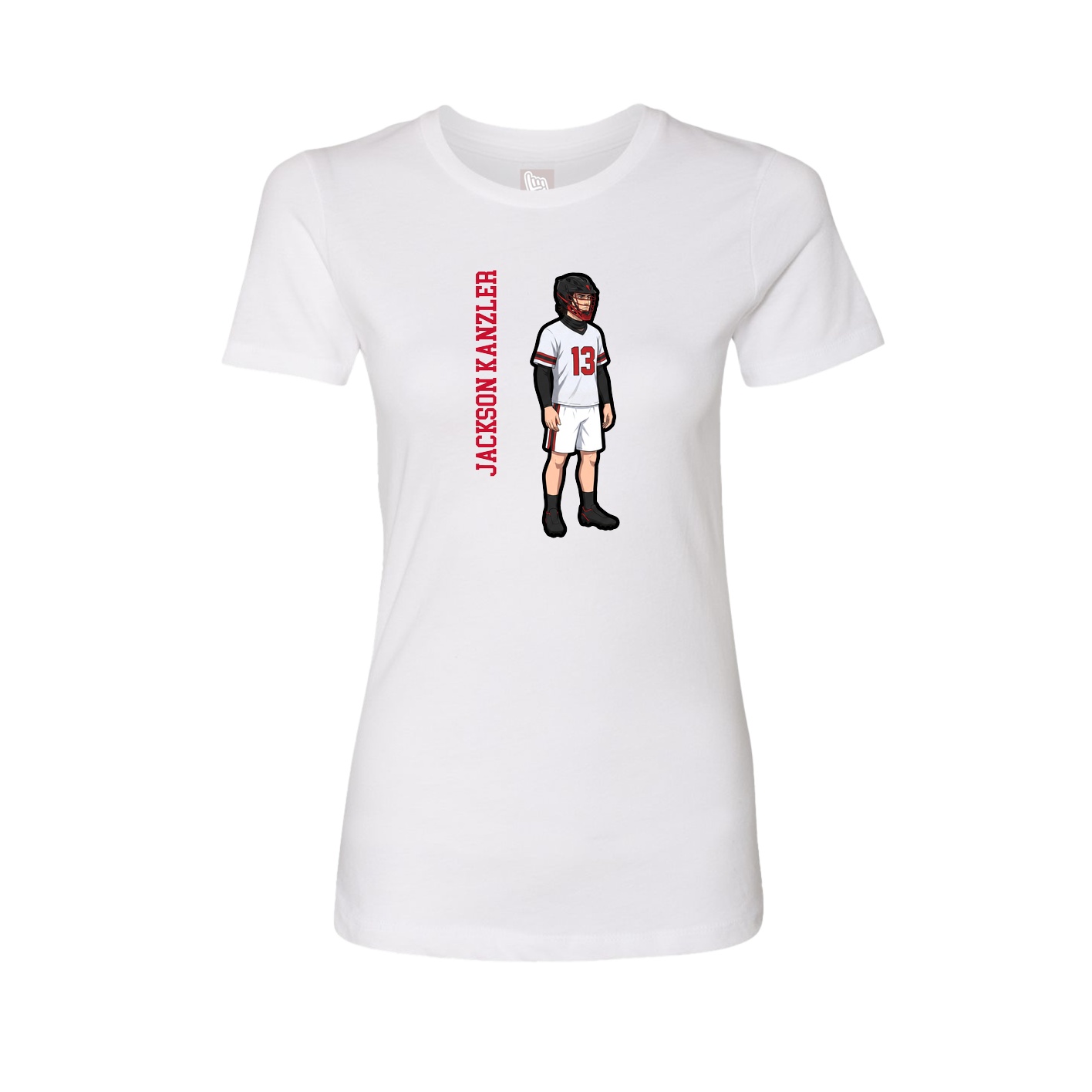 Womens Tee — Name Vertical in White