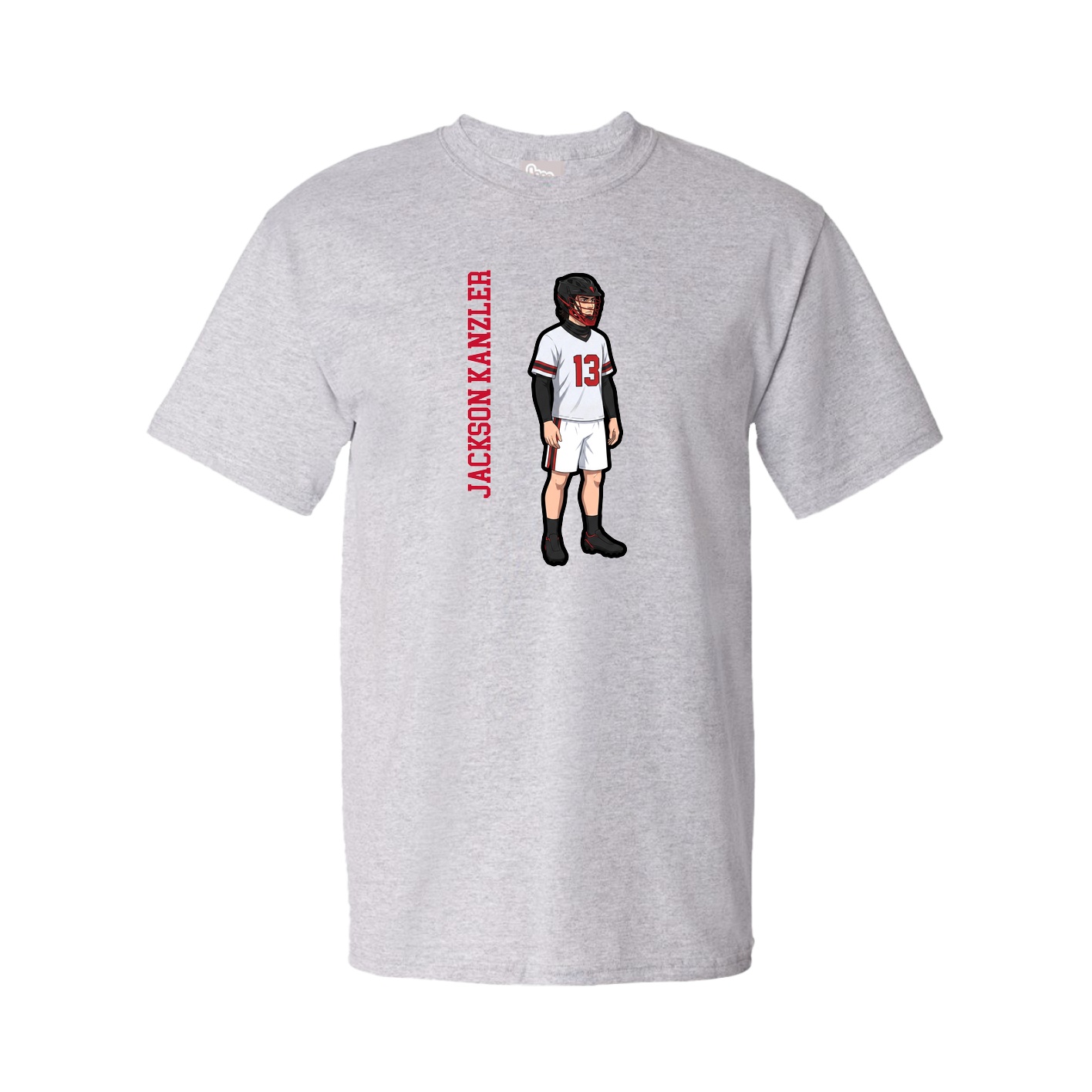 Youth Tee — Name Vertical in Grey