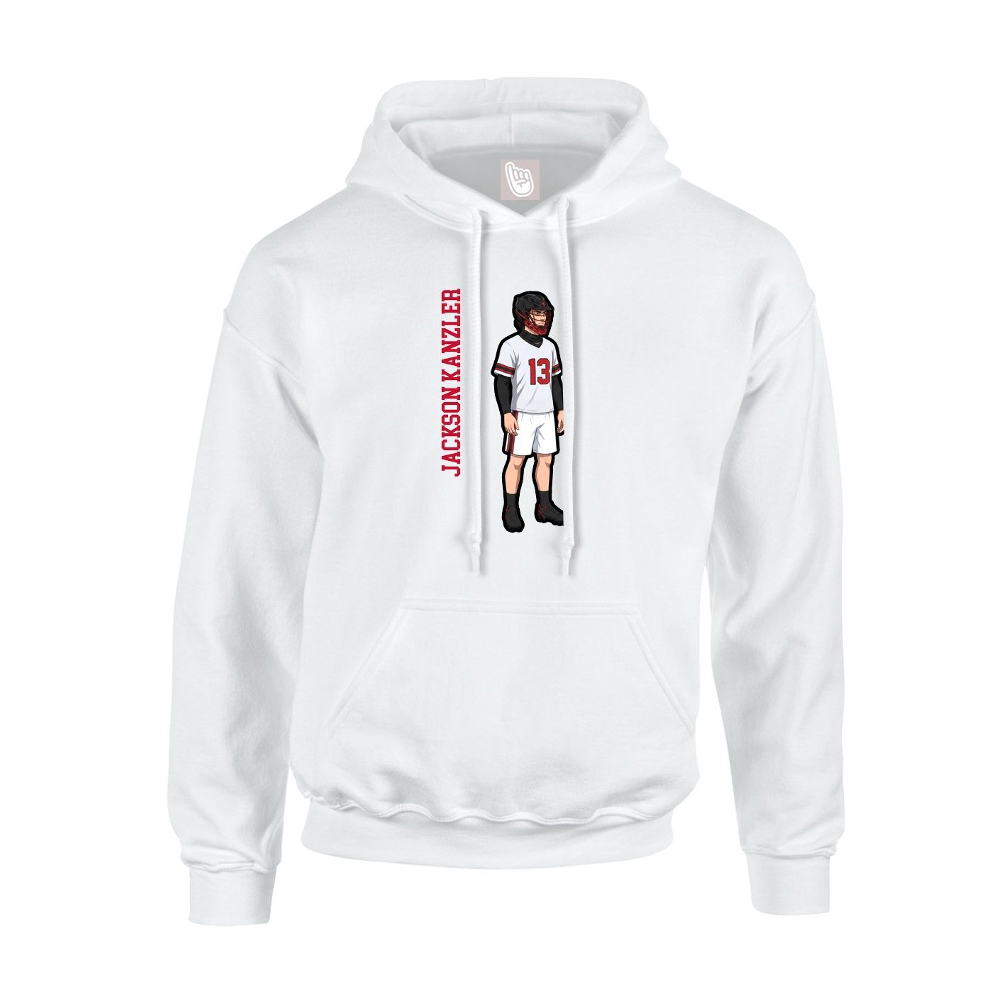 Youth Hoodie — Name Vertical in White