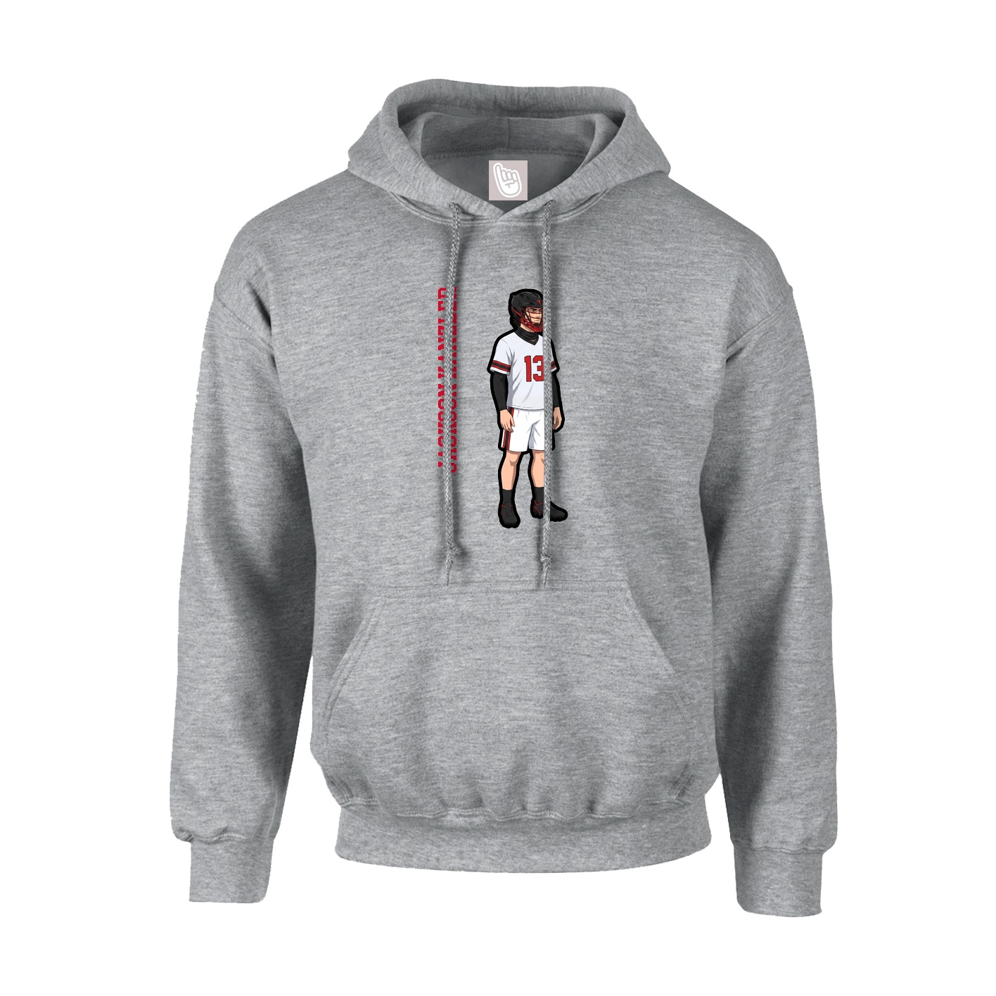 Youth Hoodie — Name Vertical in Grey
