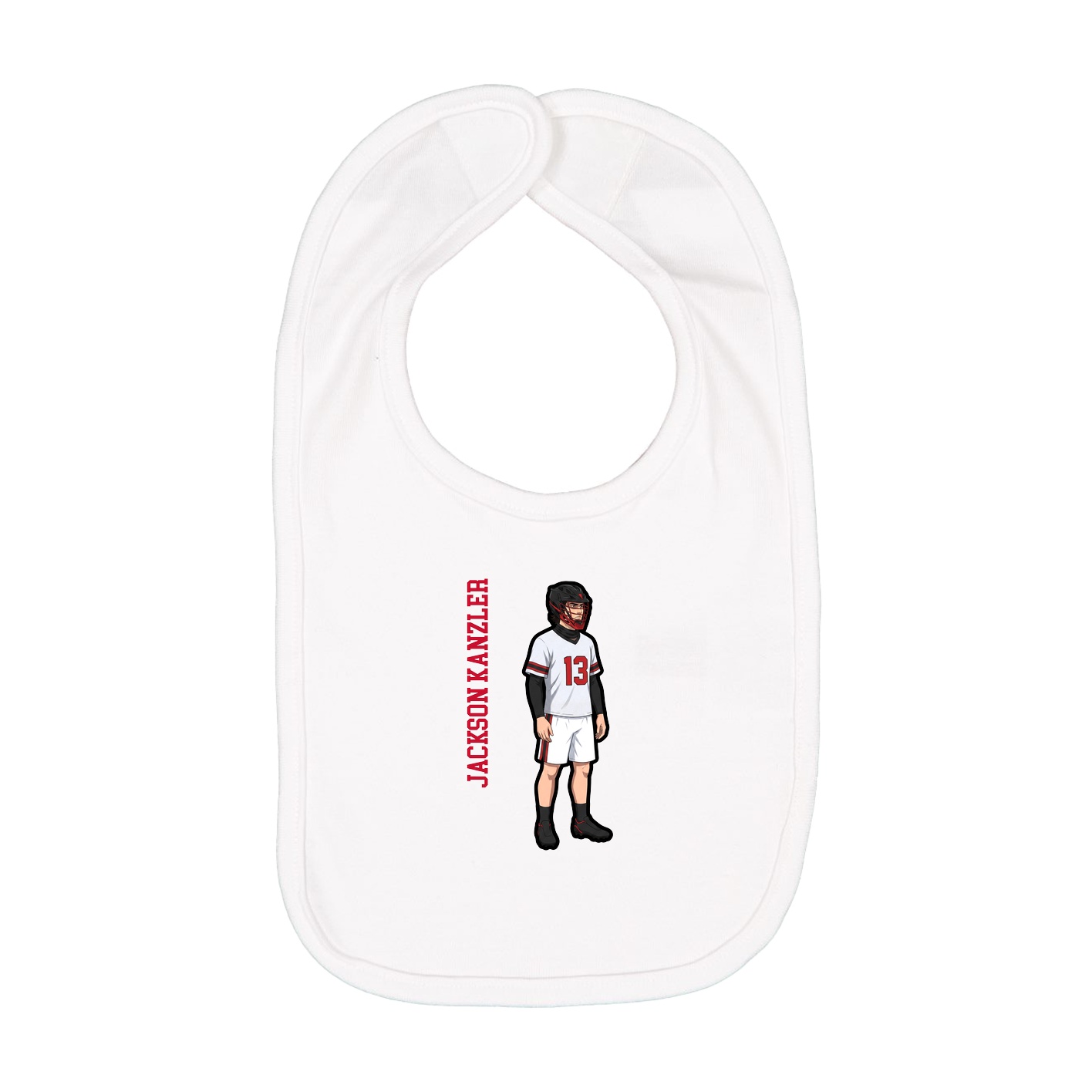 Infant Bib — Name Vertical in White