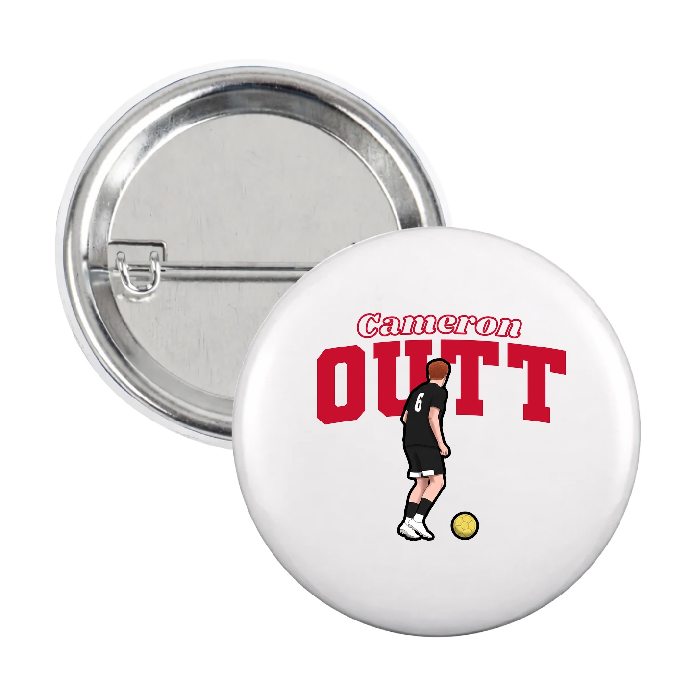 Game Day Button — Name Arch in White