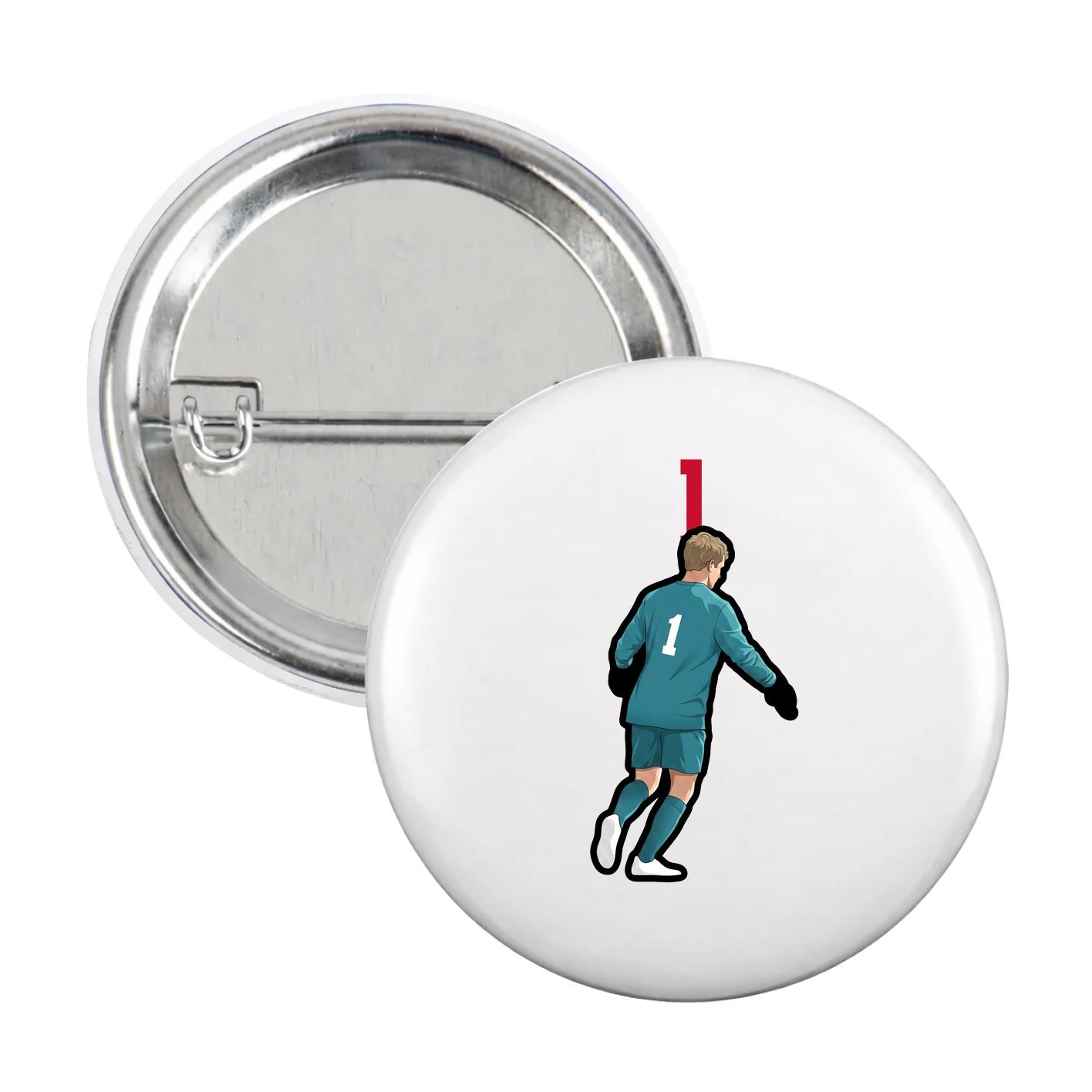 Game Day Button — Number Top in White