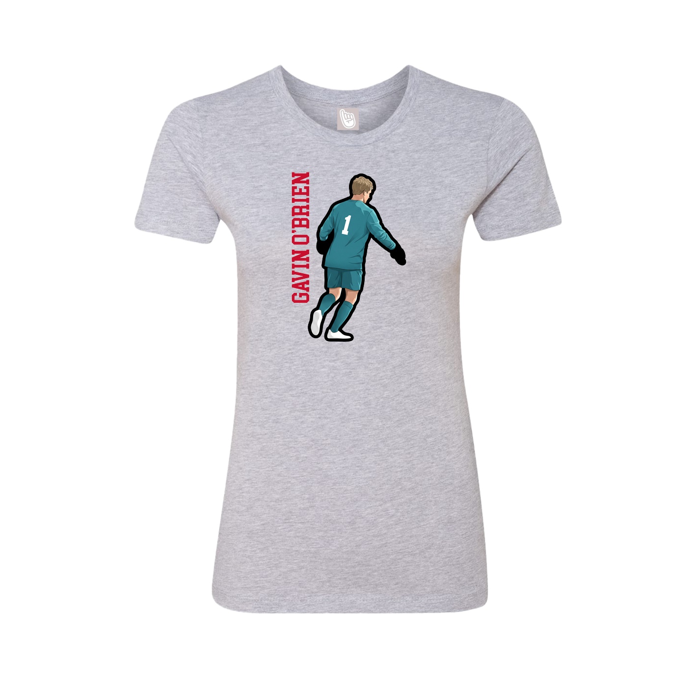 Fitted Women's Tee — Name Vertical in Grey