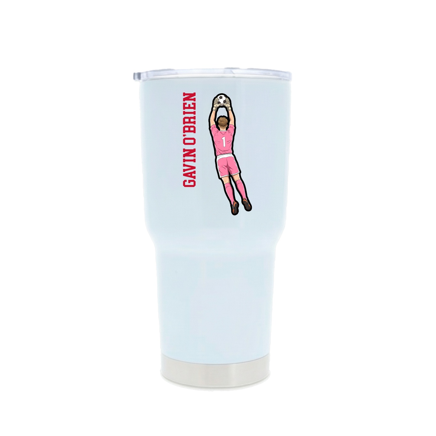 30oz Stainless Steel Tumbler — Name Vertical in White