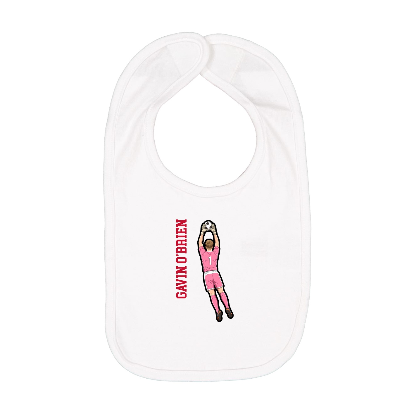 Infant Bib — Name Vertical in White