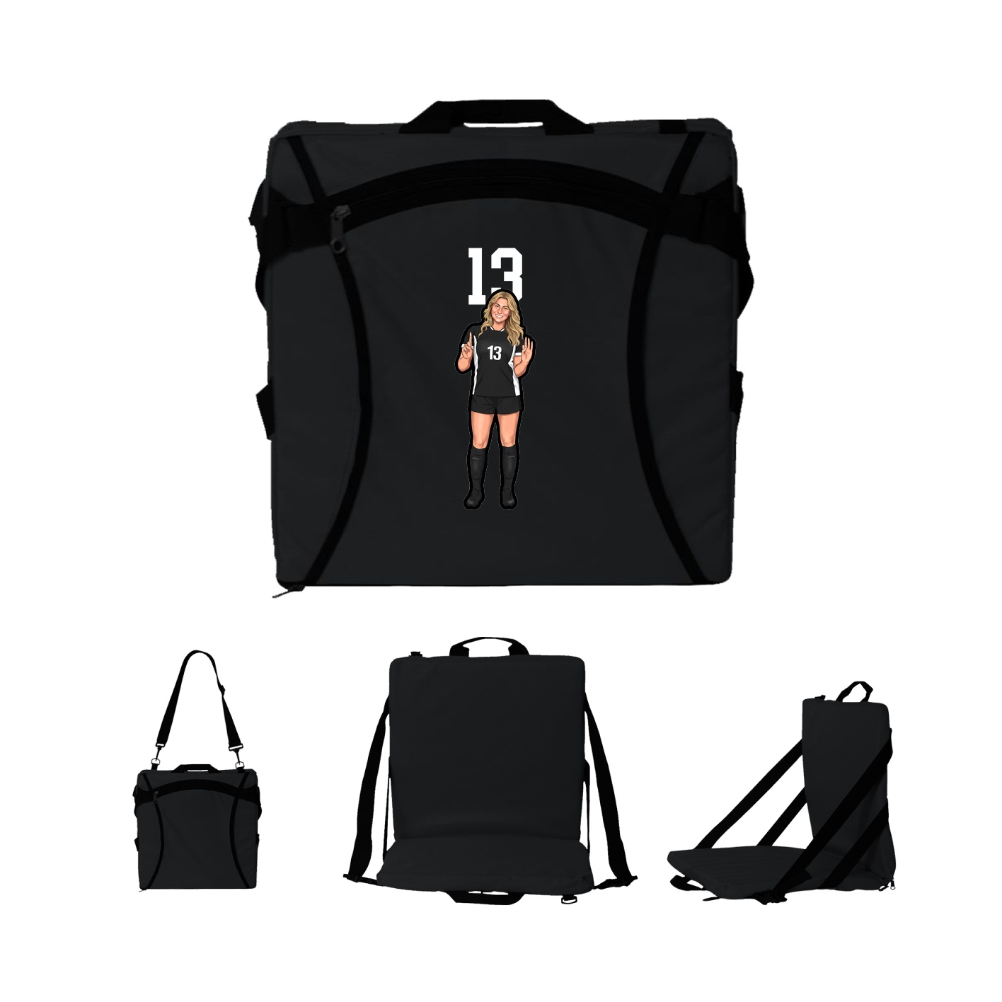Folding Stadium Seat — Number Top in Black