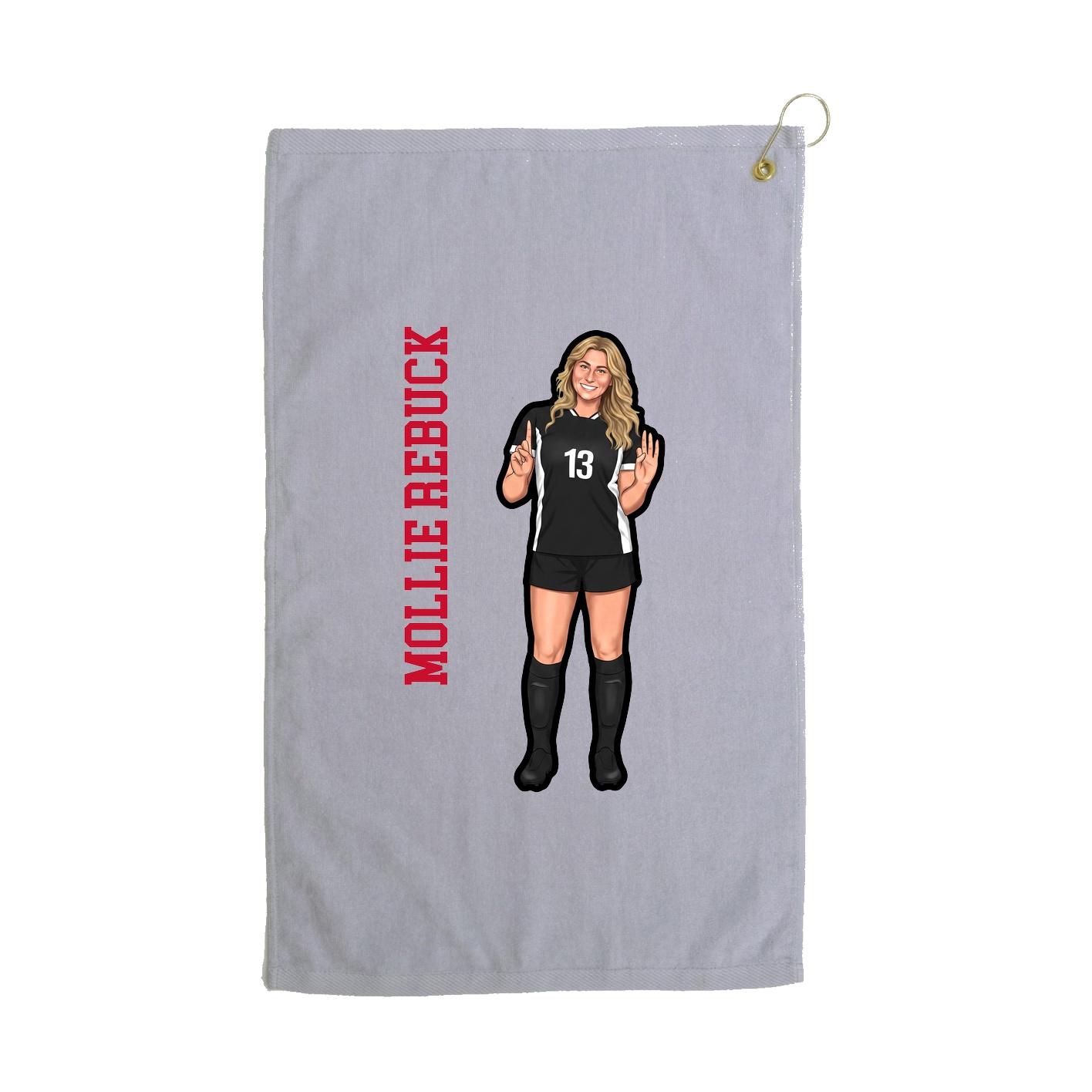 Golf Towel — Name Vertical in Grey