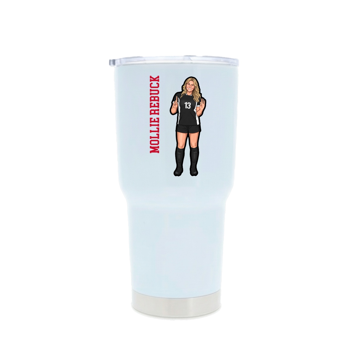 30oz Stainless Steel Tumbler — Name Vertical in White