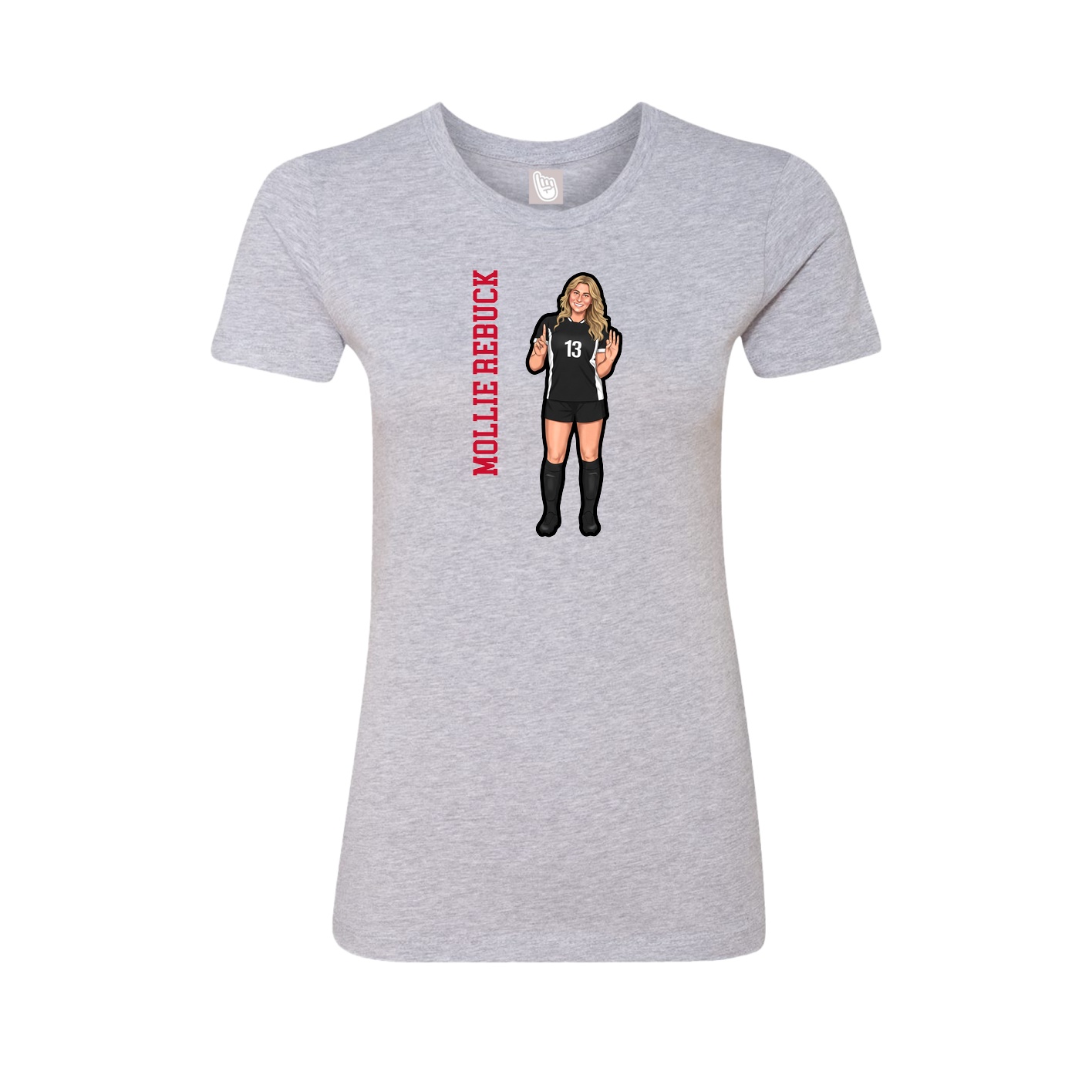 Fitted Women's Tee — Name Vertical in Grey