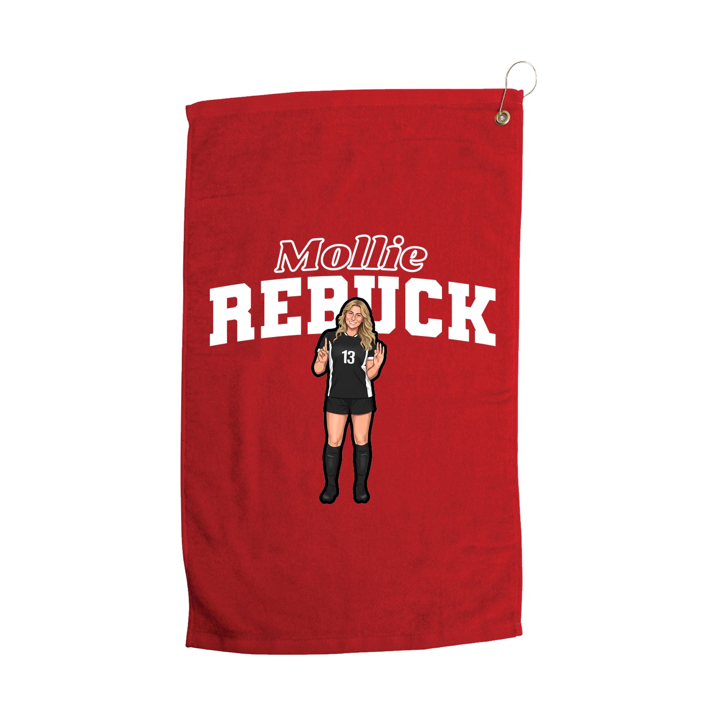 Golf Towel — Name Arch in Red