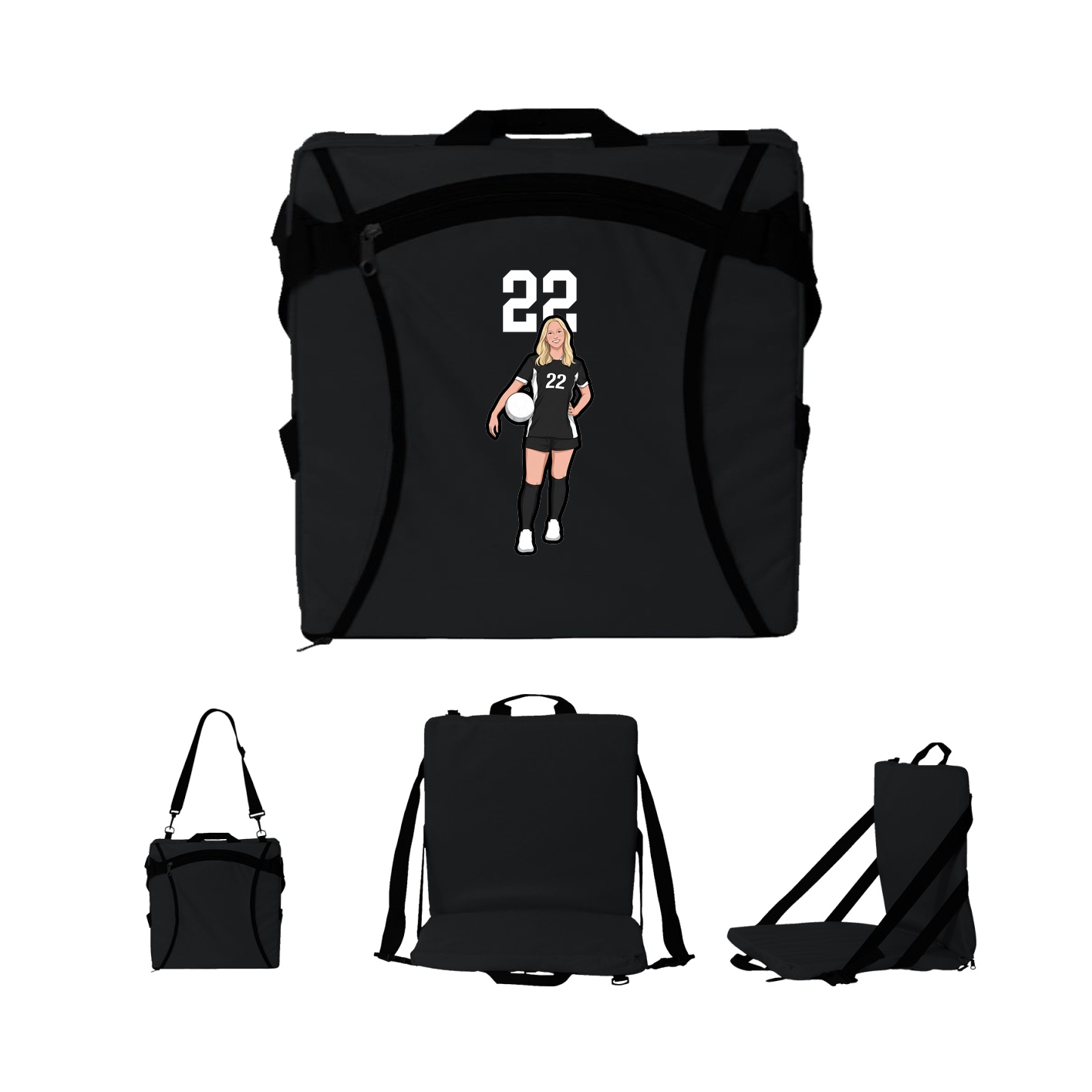 Folding Stadium Seat — Number Top in Black