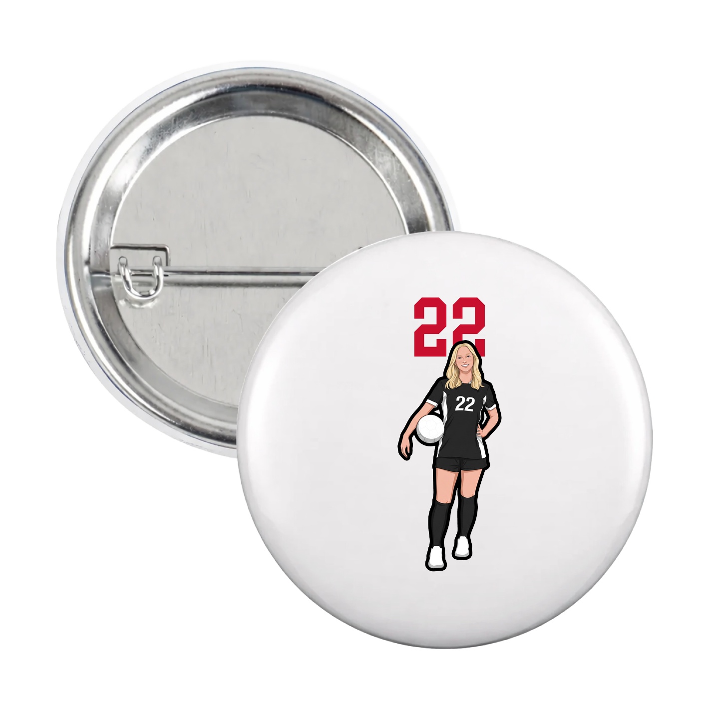 Game Day Button — Number Top in White