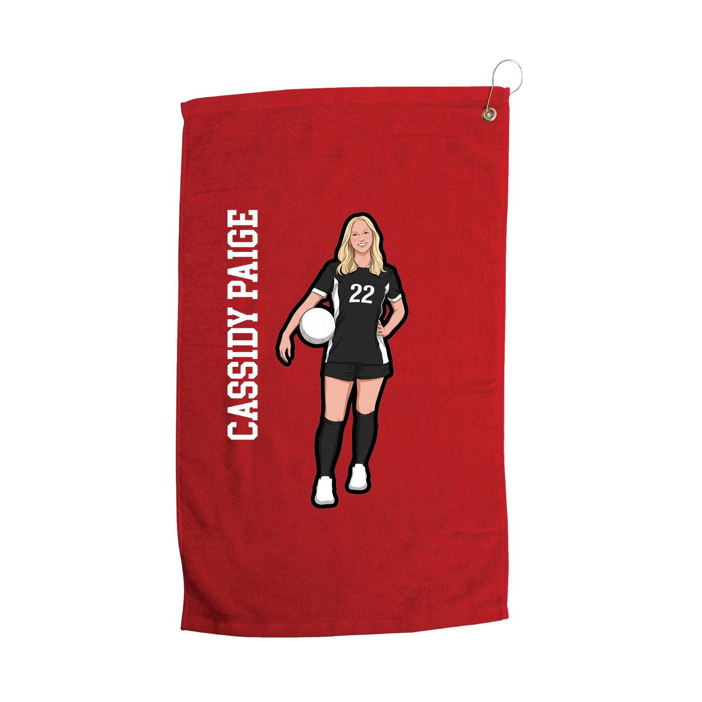 Golf Towel — Name Vertical in Red