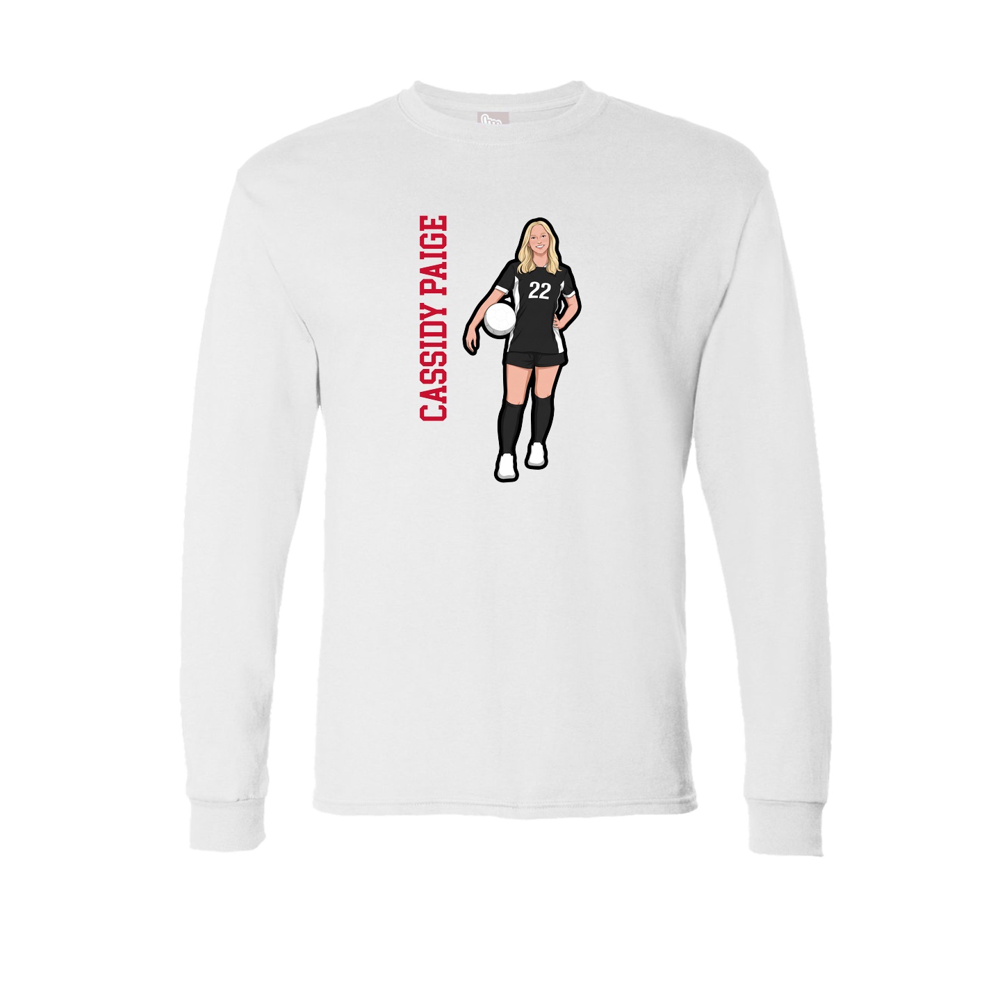 Long Sleeve Tee — Name Vertical in White