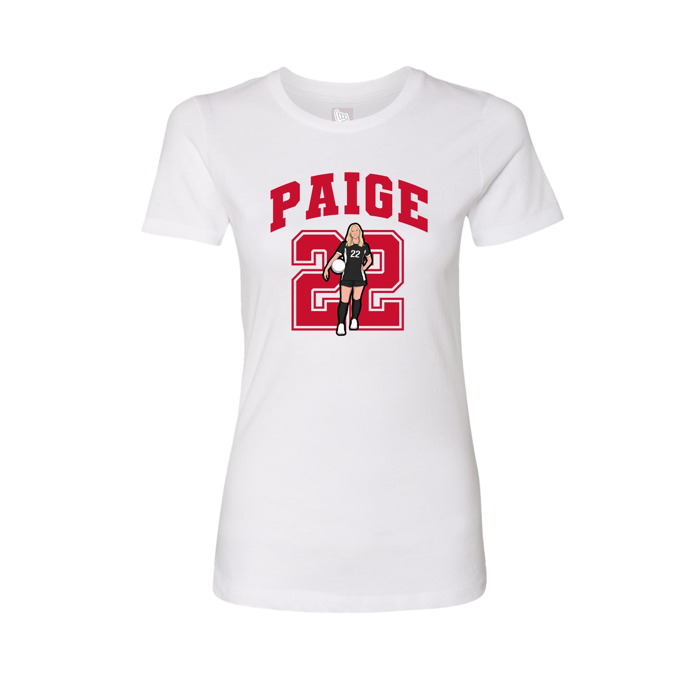 Fitted Women's Tee — Number in White