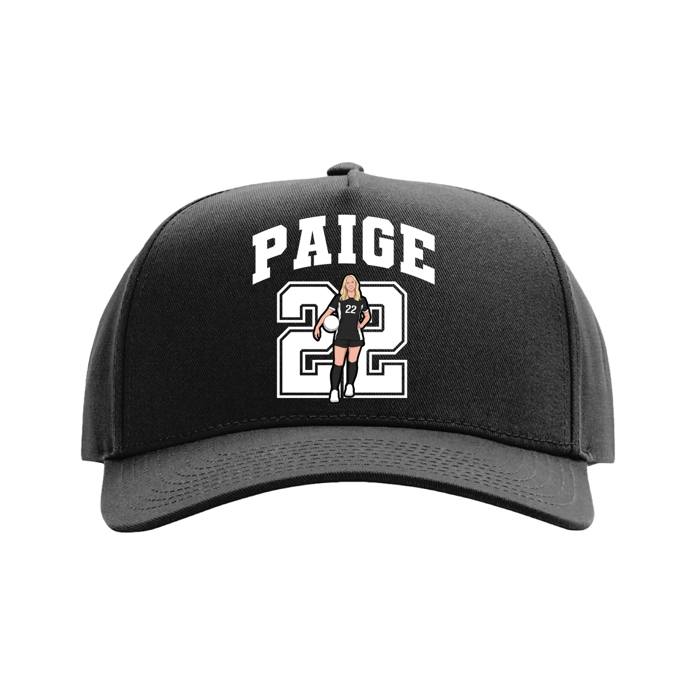Full Fabric Five-Panel Champ Cap — Number in Black