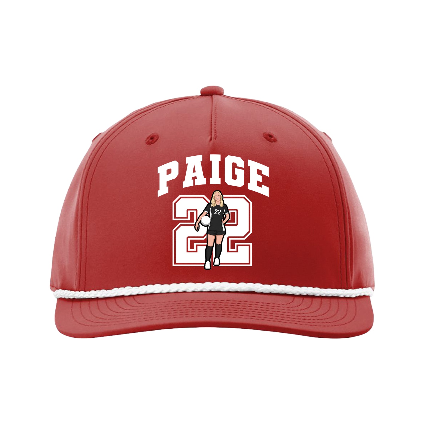 Five-Panel Classic Rope Cap — Number in Red