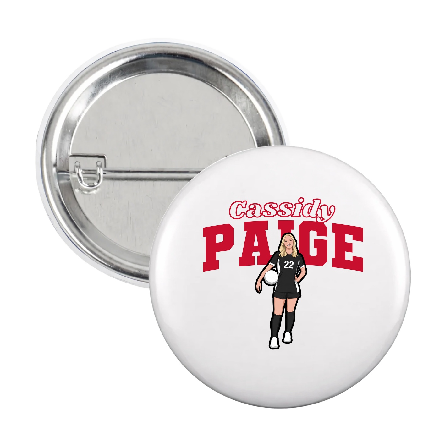 Game Day Button — Name Arch in White