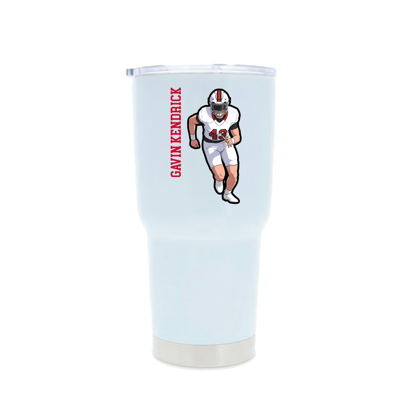 30oz Stainless Steel Tumbler — Name Vertical in White