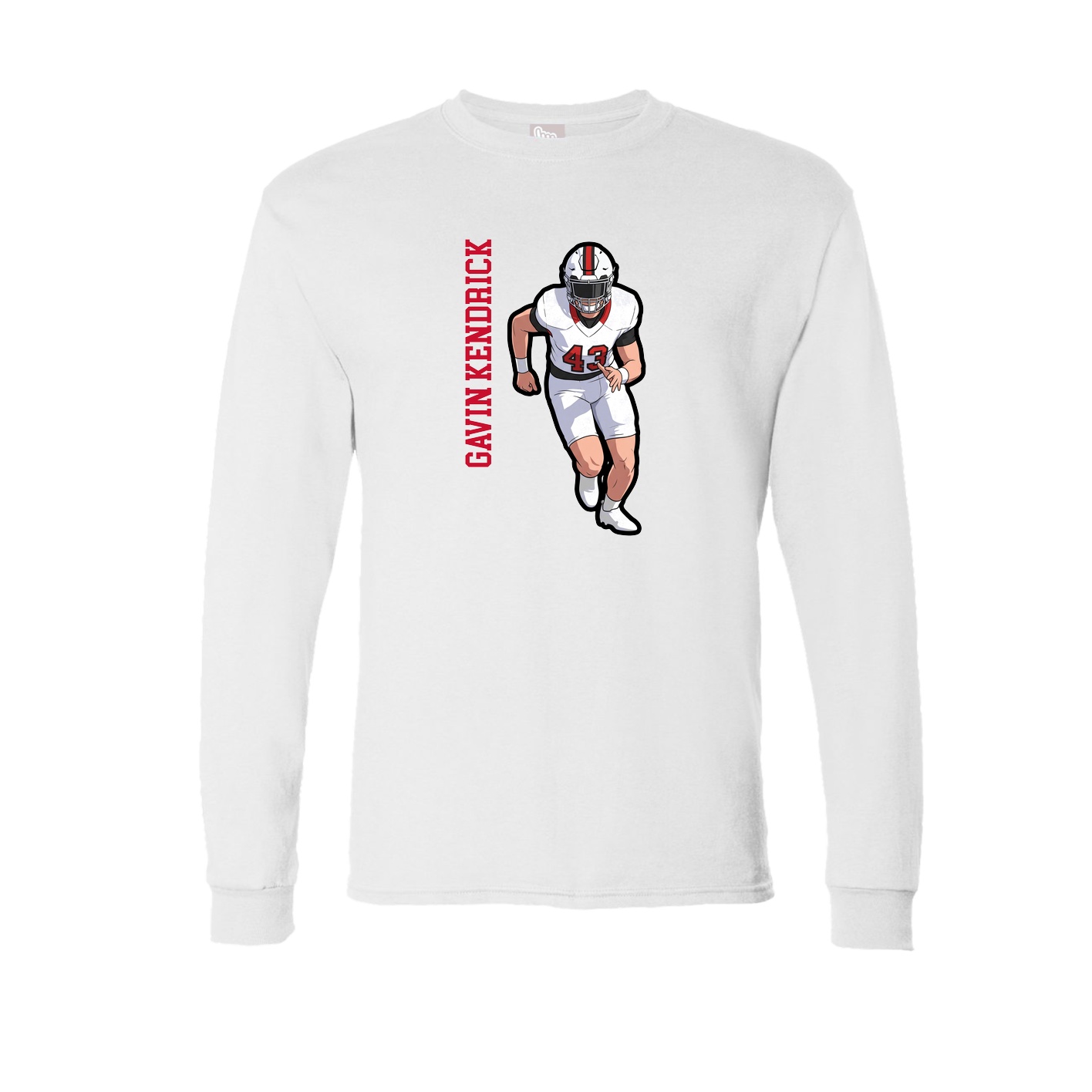 Long Sleeve Tee — Name Vertical in White
