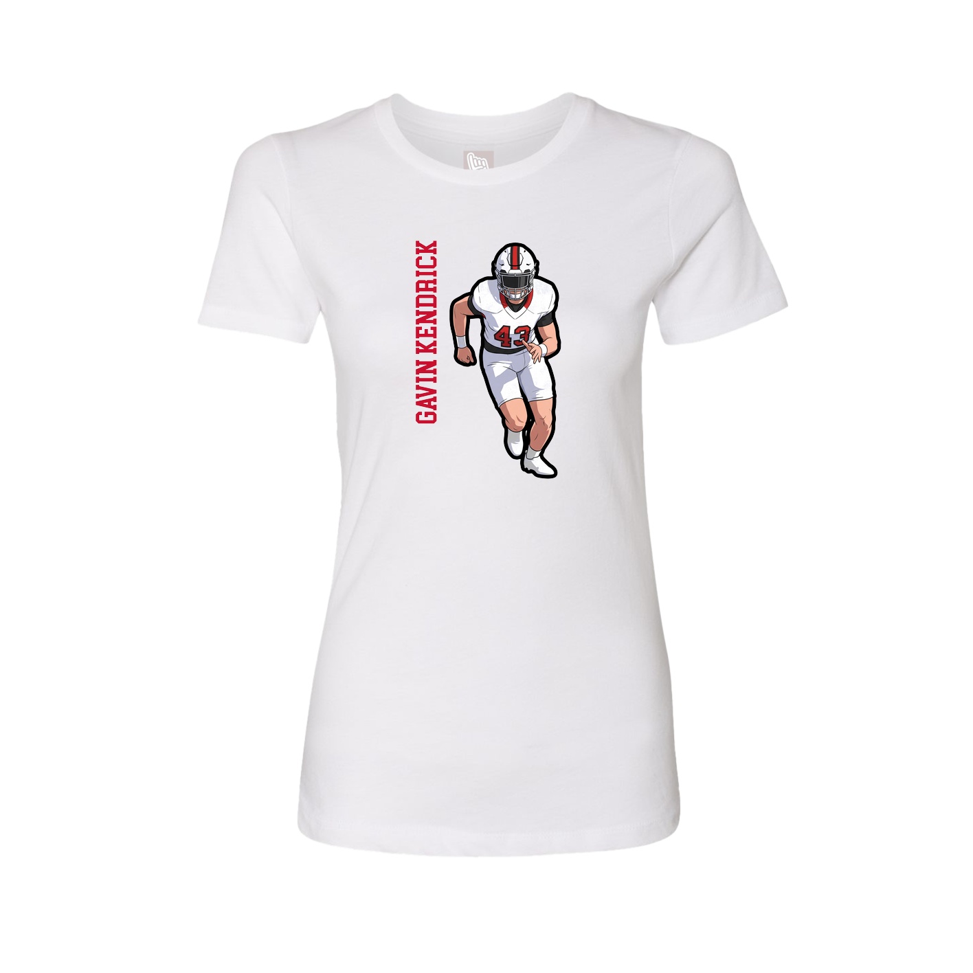 Fitted Women's Tee — Name Vertical in White