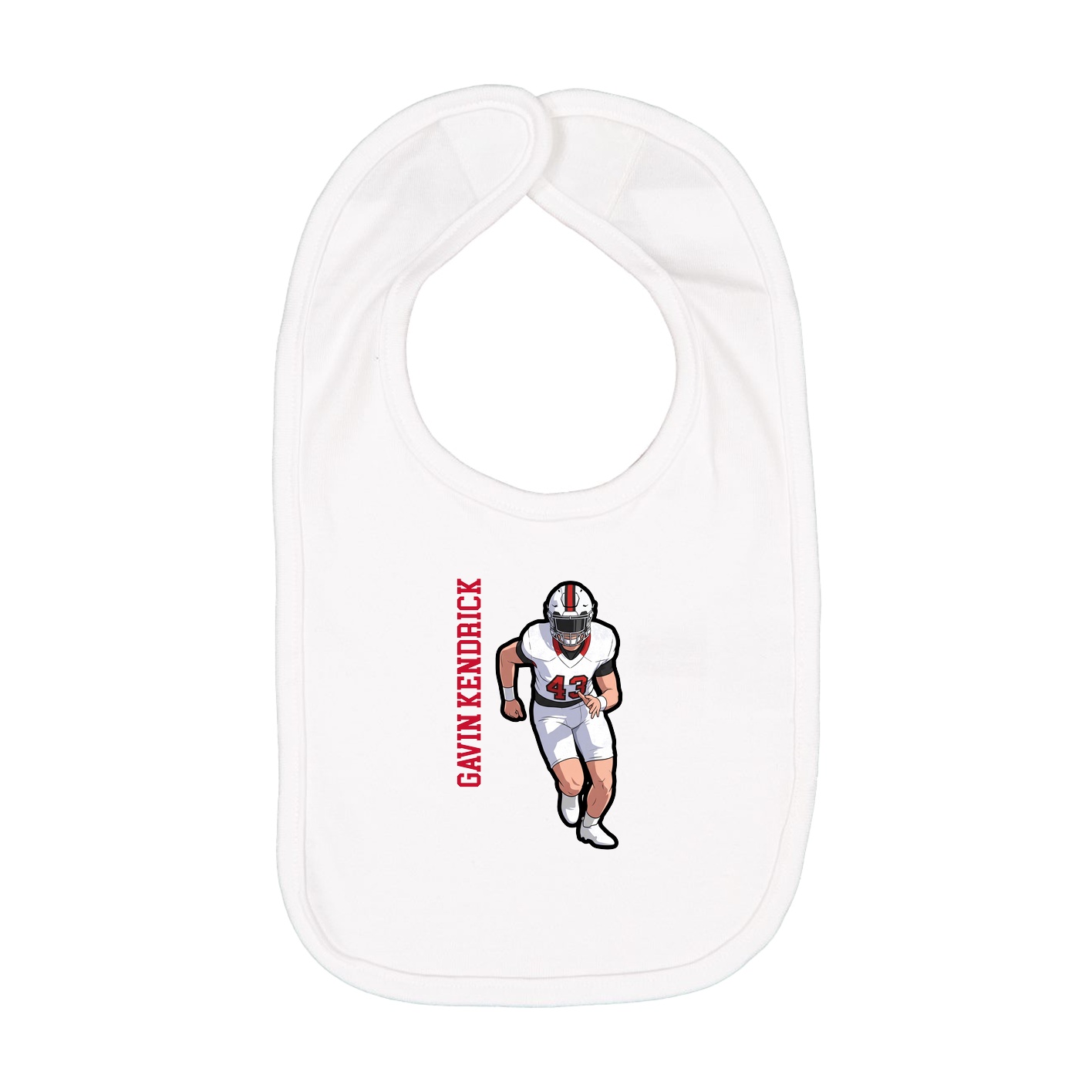 Infant Bib — Name Vertical in White