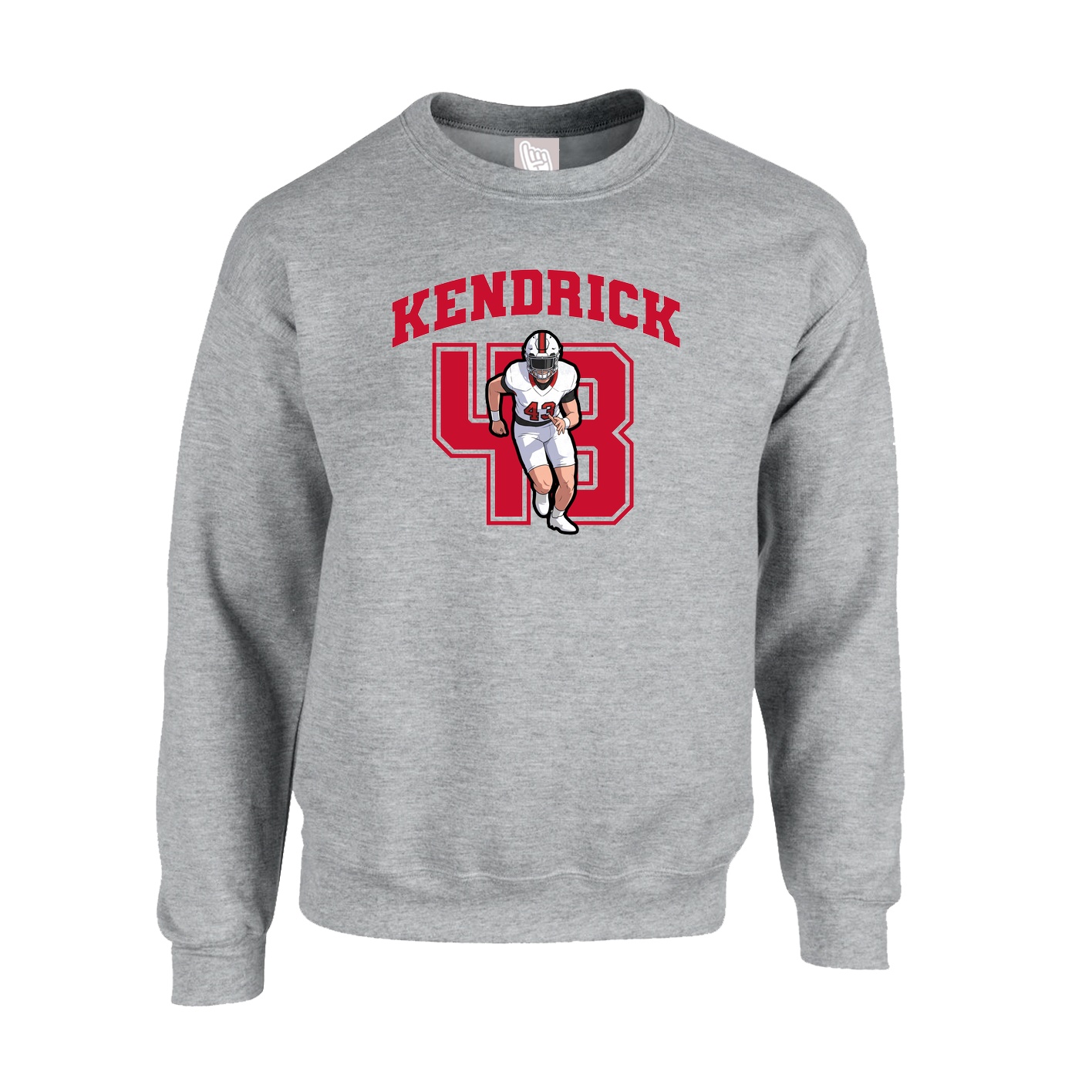 Fleece Crew — Number in Grey