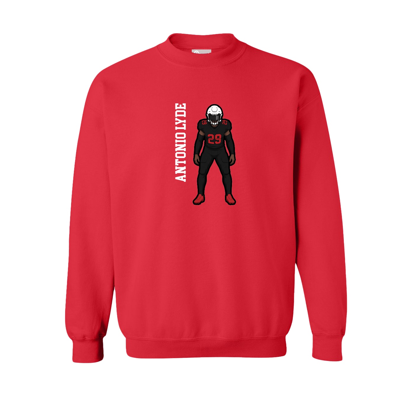 Fleece Crew — Name Vertical in Red