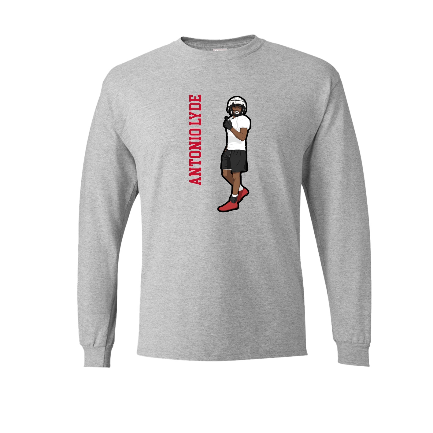 Long Sleeve Tee — Name Vertical in Grey