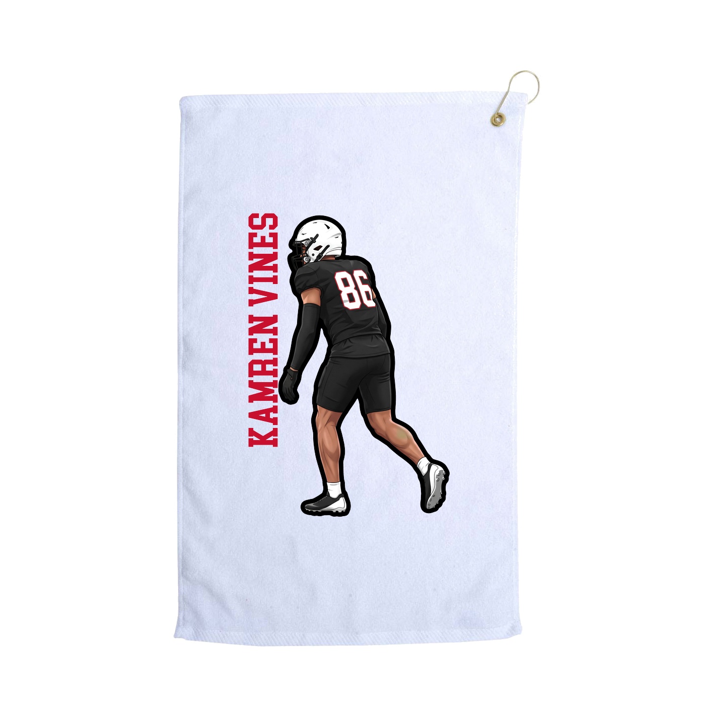 Golf Towel — Name Vertical in White
