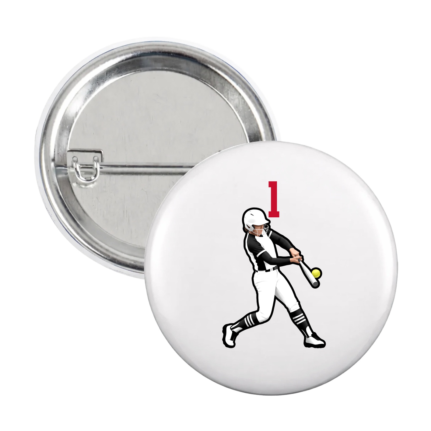 Game Day Button — Number Top in White