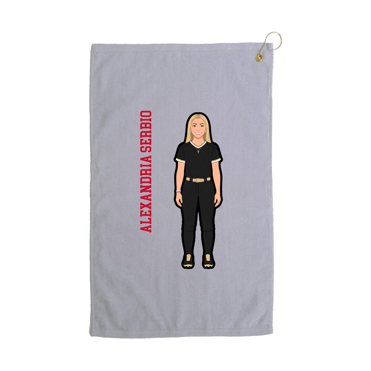 Golf Towel — Name Vertical in Grey