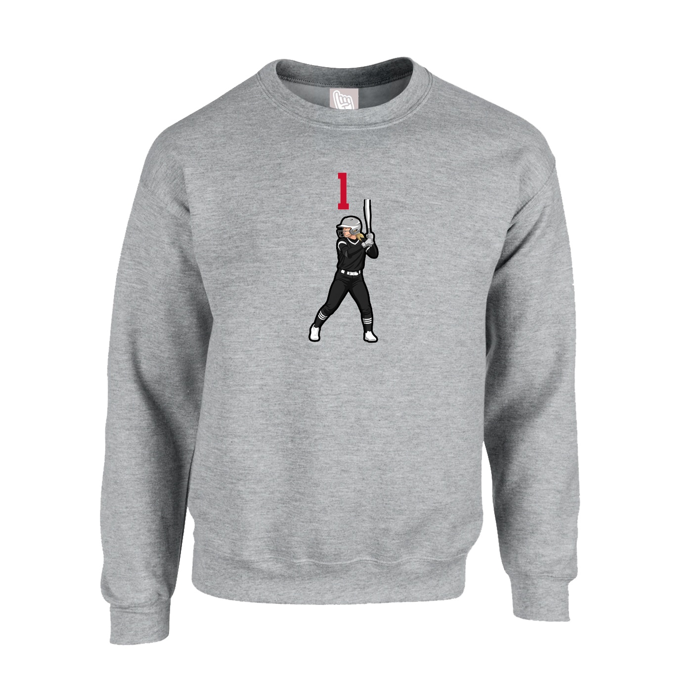 Fleece Crew — Number Top in Grey