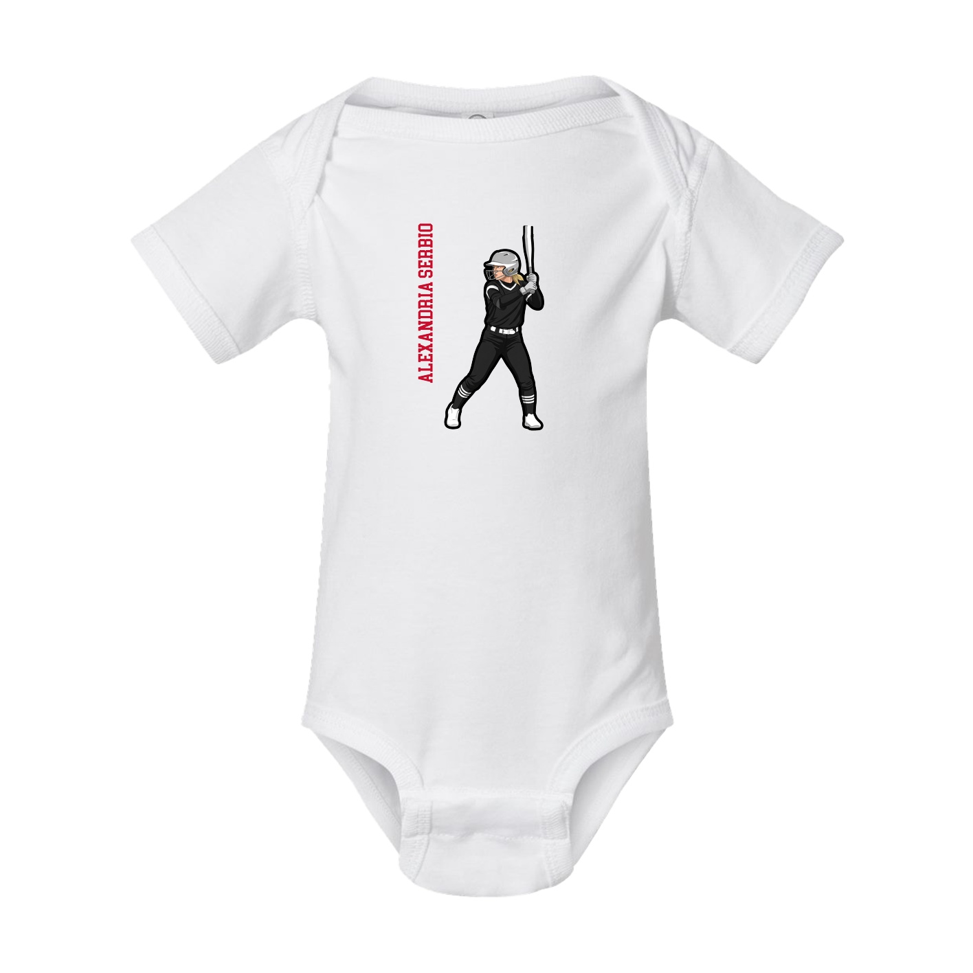 Baby Onesie — Name Vertical in White