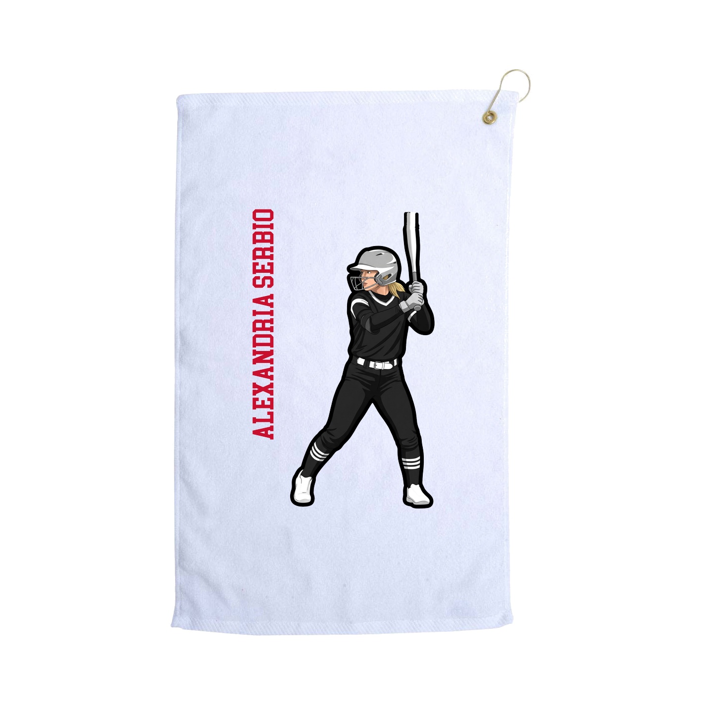 Golf Towel — Name Vertical in White