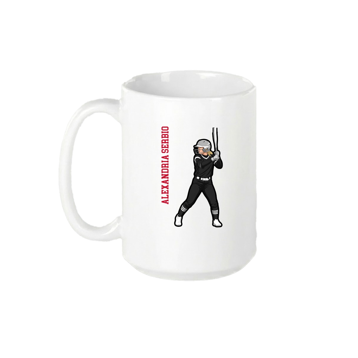 15oz Coffee Mug — Name Vertical in White