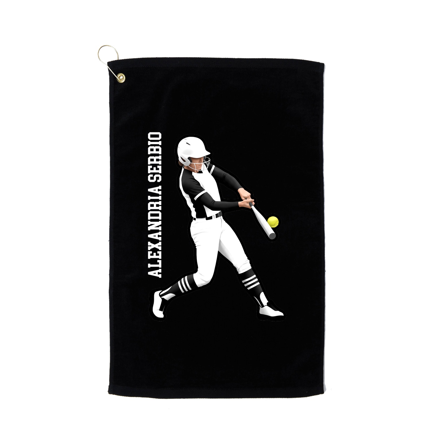 Golf Towel — Name Vertical in Black
