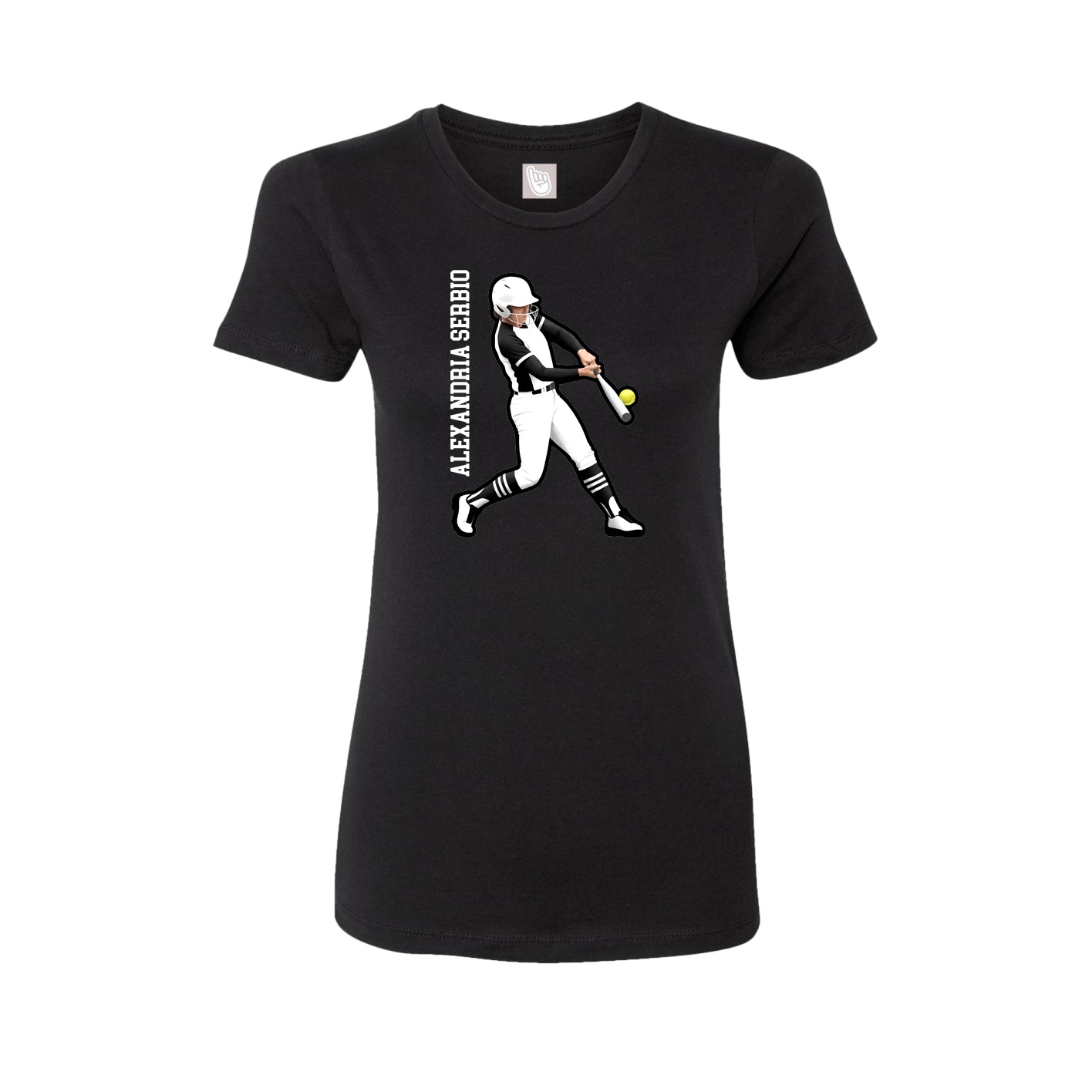 Fitted Women's Tee — Name Vertical in Black