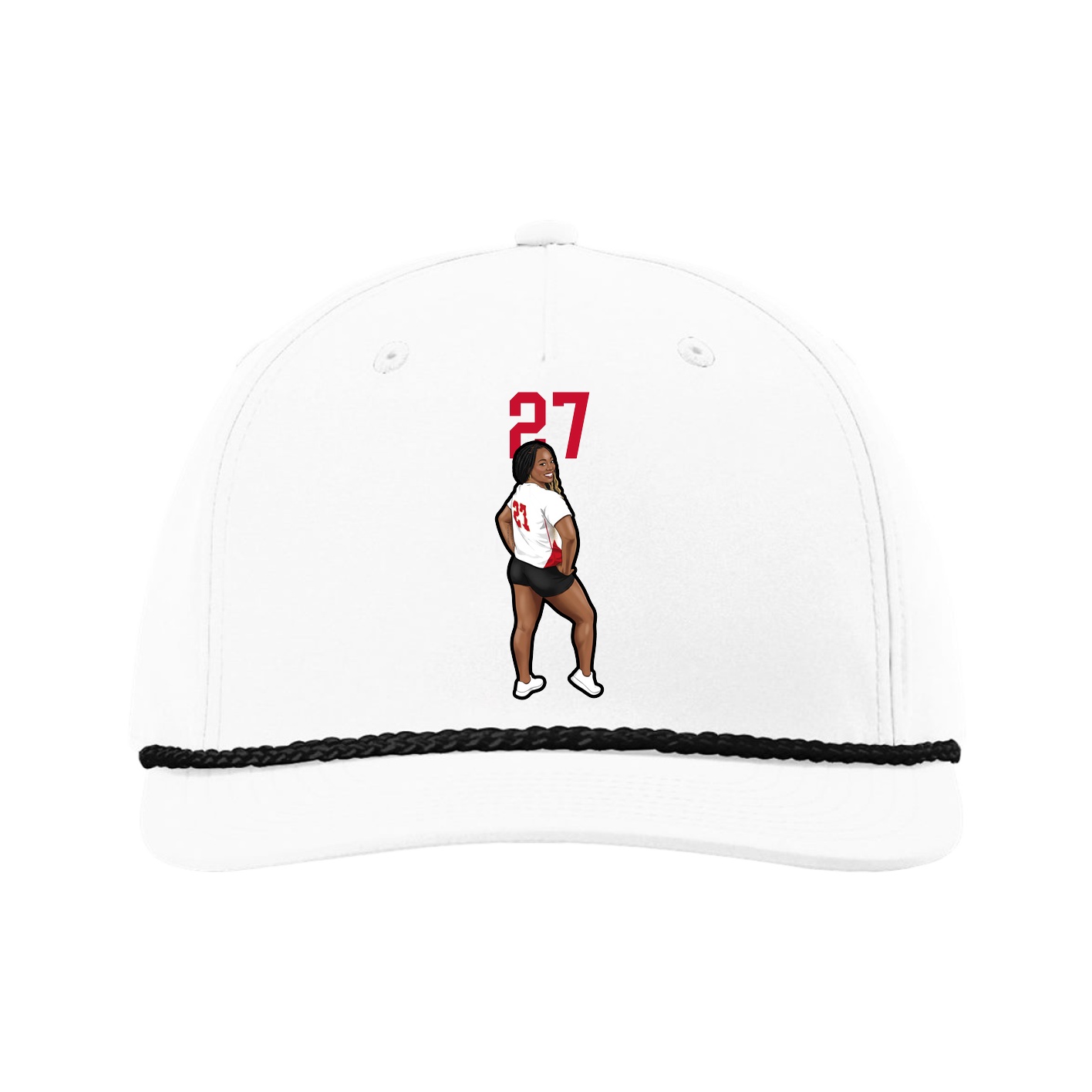 Five-Panel Classic Rope Cap — Number Top in White