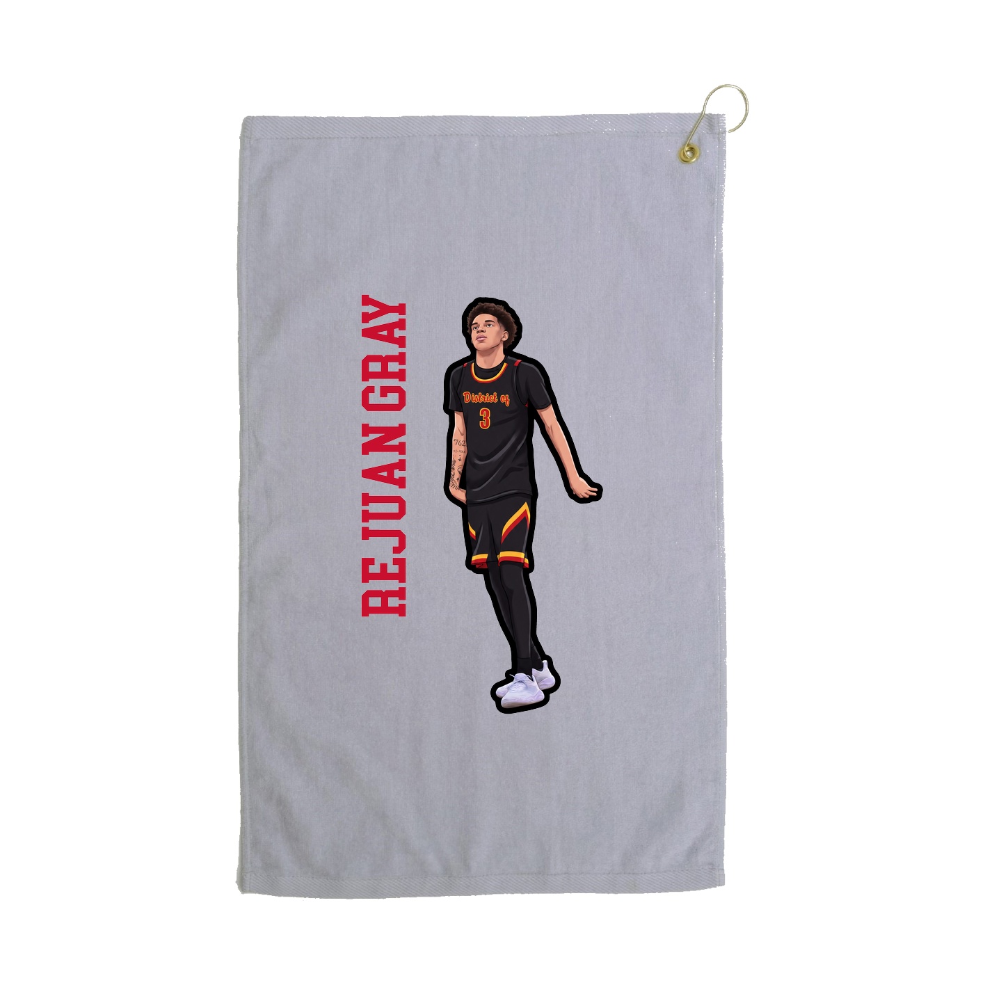 Golf Towel — Name Vertical in Grey