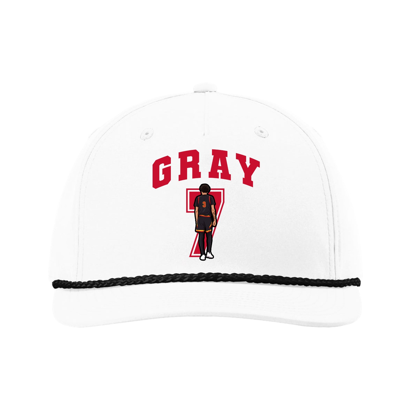 Five-Panel Classic Rope Cap — Number in White