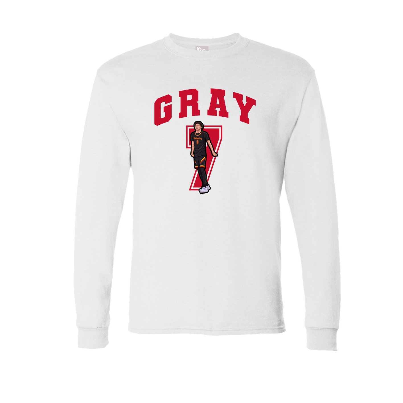 Long Sleeve Tee — Number in White