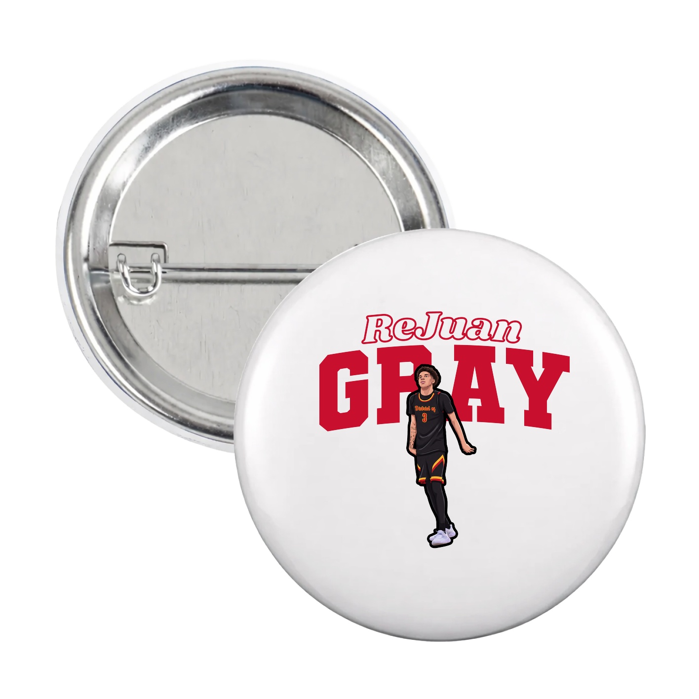 Game Day Button — Name Arch in White
